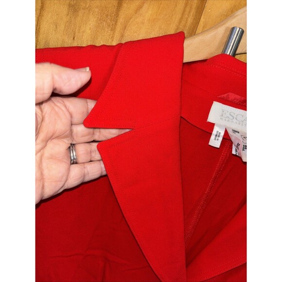 Escada Two Piece Skirt Suit Set Short Sleeve Blazer Women 40 42 M Red Wool Zip - Picture 5 of 16